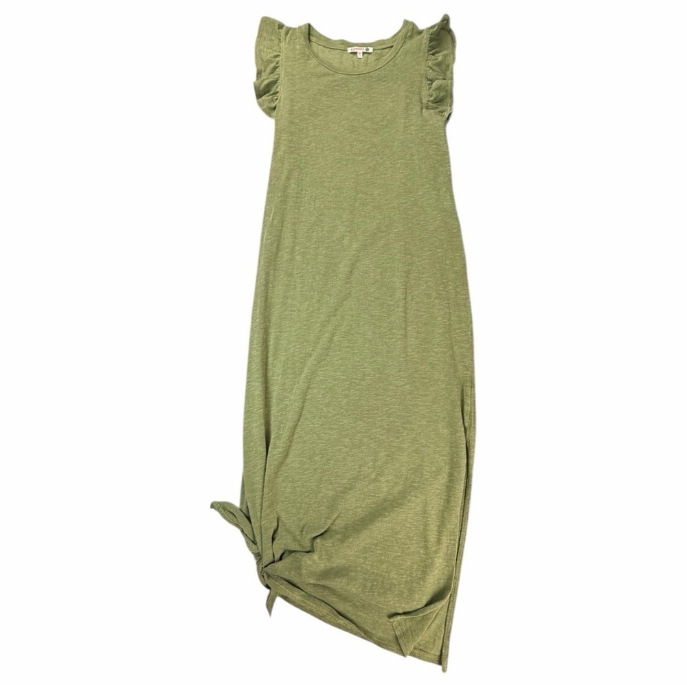 Anthropologie Sundry Women’s Ruffled Peasant Midi Dress Sage Green Size Small - Picture 2 of 9